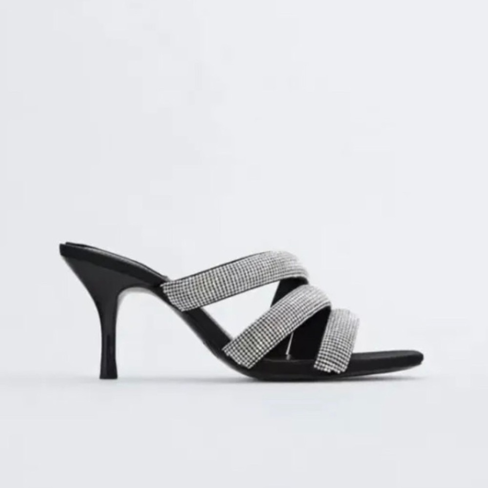 NWT ZARA Sparkly Strap Heeled Sandals Gorgeous Elegant Size 6.5​​​ - Picture 2 of 6